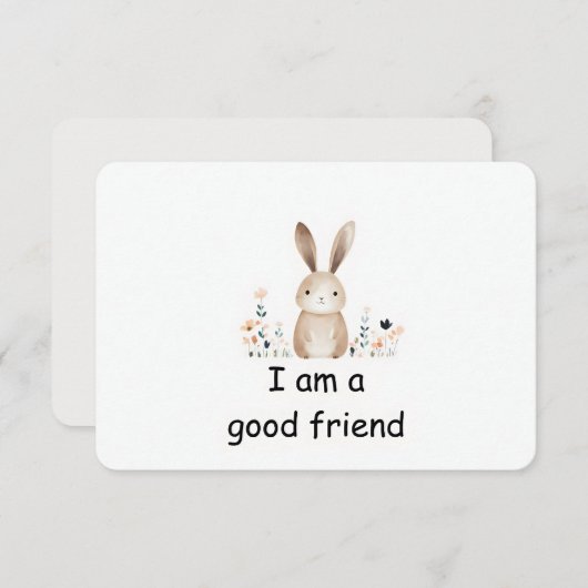 Carte d'Affirmation d'animal de bois de lapin mign (Devant / Derrière)