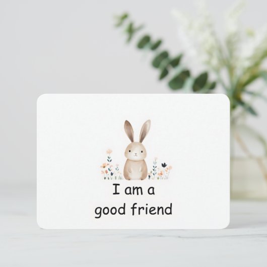 Carte d'Affirmation d'animal de bois de lapin mign (Debout devant)