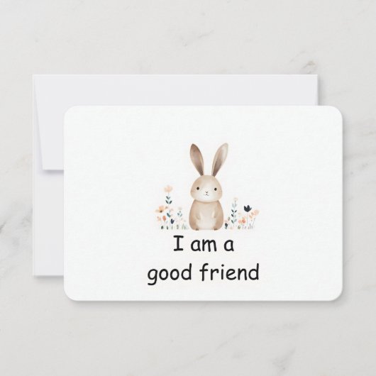 Carte d'Affirmation d'animal de bois de lapin mign (Devant)