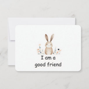 Carte d'Affirmation d'animal de bois de lapin mign