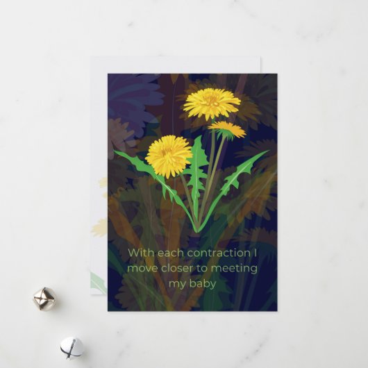 Carte d'affirmation de naissance avec fleurs (Devant/Arrière en situation)