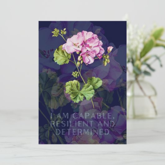 Carte d'affirmation de naissance avec fleurs (Debout devant)