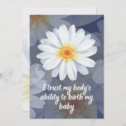 Carte d'affirmation de naissance avec fleurs (Devant / Derrière)