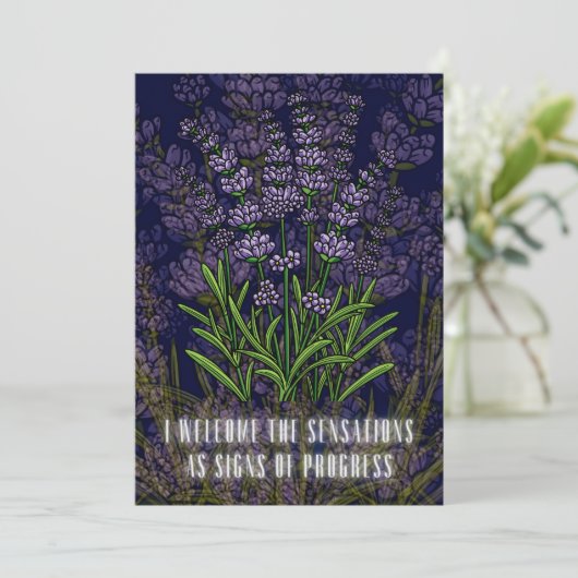 Carte d'affirmation de naissance avec fleurs (Debout devant)
