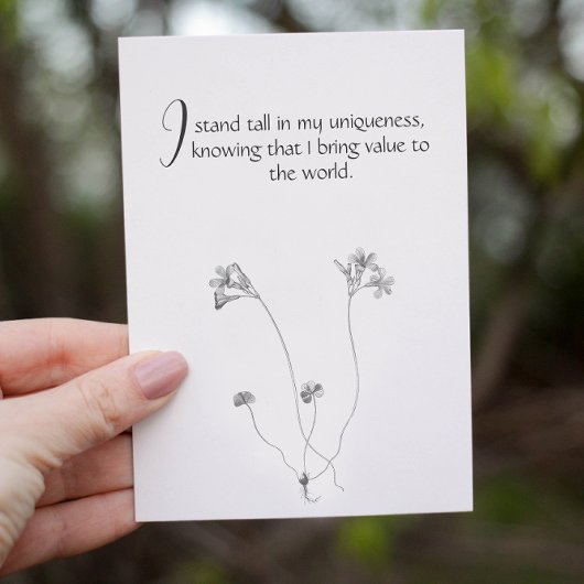 Carte d'Affirmation Personnalisable Floral Minimal