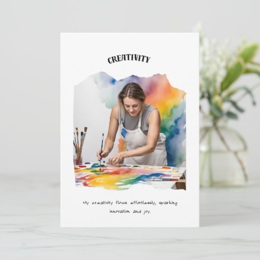 Carte d'affirmation positive de la créativité (Debout devant)