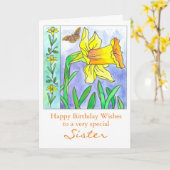 Carte Daffodil Aquarelle Fleur Joyeuse Soeur d'Anniversa (Fleur jaune)