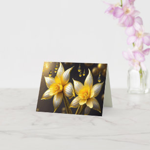 Carte Daffodiles élégantes aux accents or, Pâques