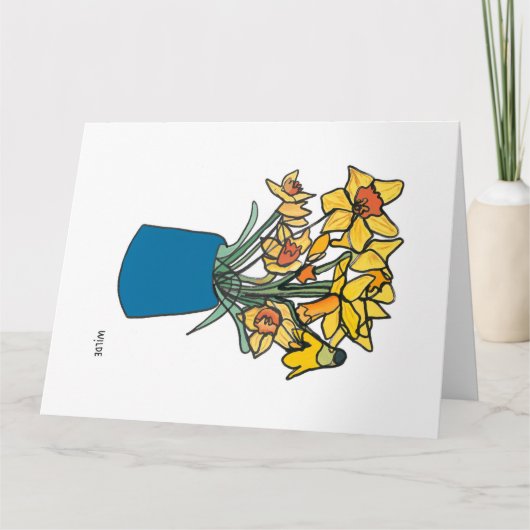 Carte Daffodiques de ligne continue florissante dans le (Devant)