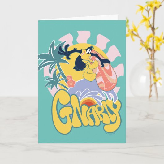 Carte DAFFY DUCK™ Surf - Gnarly (Fleur jaune)