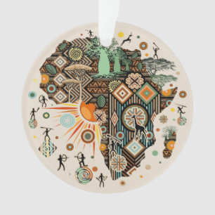 Carte d'Afrique Éléments Tribaux Décoratifs Motif