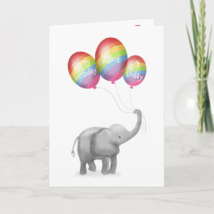 Carte d'âge d'anniversaire de l'éléphant mignonne