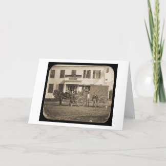 Carte Daguerréotype 1853 de cheval et de chariot