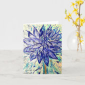 Carte Dahlia Bleu Rare (Fleur jaune)