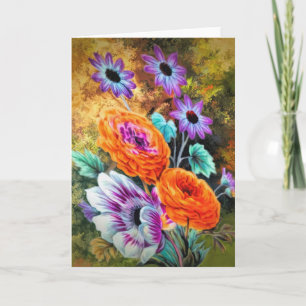 Carte Dahlia daisy jardin fleuri peinture florale