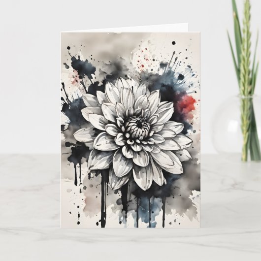 Carte Dahlia - Fleurs aquarelles (Devant)