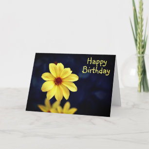Carte Dahlia jaune élégant Fleur Joyeux Anniversaire