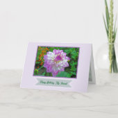 Carte Dahlia rose et blanc/Joyeux anniversaire, Mon ami (Devant)