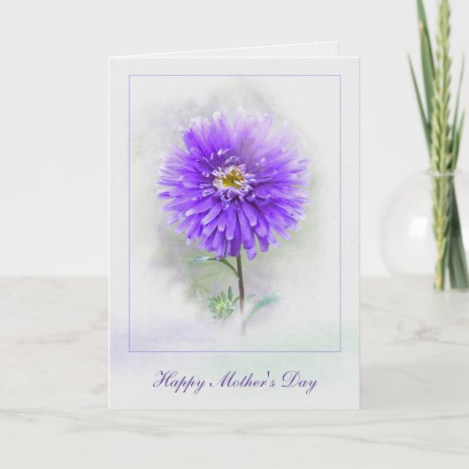 Carte Dahlia violet de la Fête des Mères en aquarelle (Devant)