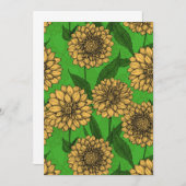 Carte Dahlias en jaune et vert (Devant / Derrière)