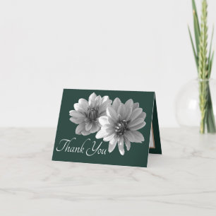 Carte Dahlias Merci Arrière - plan Cyan vert