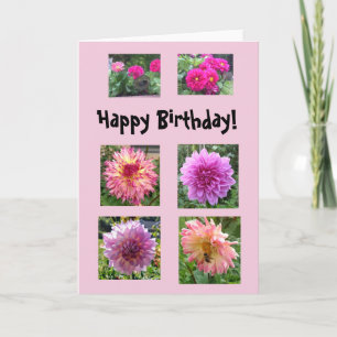 Carte Dahlias roses pour ton anniversaire !