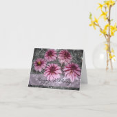 Carte Dahlias roses voeux d'anniversaire (Fleur jaune)