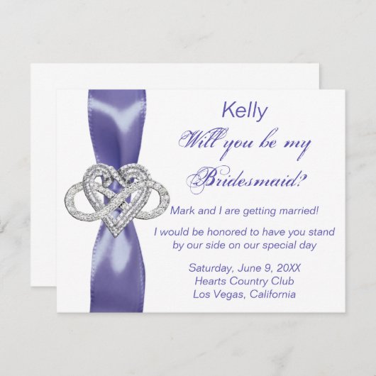 Carte d'aide au coeur bleu pourpre Infinity (Devant / Derrière)