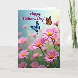 Carte d'ailes de fête des mères florales