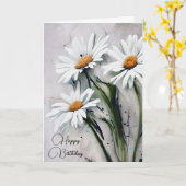 Carte Daisées D'Anniversaire Sur Texture Grise (Fleur jaune)