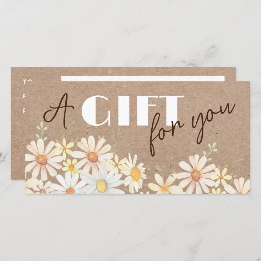 Carte Daisées sur faux certificat cadeau papier (Devant / Derrière)
