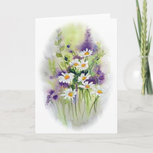 Carte Daisies in Heather Greeting Card (Devant)