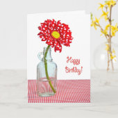Carte Daisy à pois pour anniversaire  (Fleur jaune)