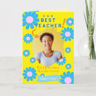 Carte Daisy Best Teacher Photo Bright Jaune