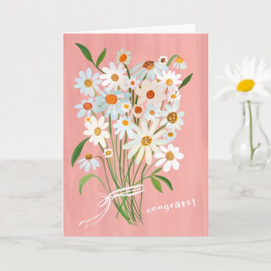 Carte Daisy Bouquet Gouache peint à la main Félicitation (Petite plante)