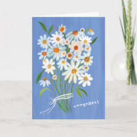 Daisy Bouquet Gouache peint à la main Félicitation