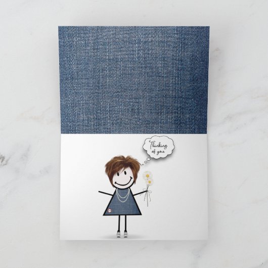 Carte Daisy Bouquet Sur Denim (Intérieur)