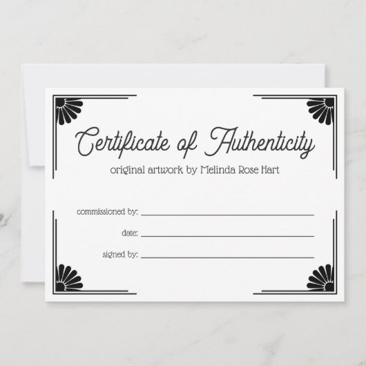 Carte Daisy Corners Joli certificat d'authenticité (Devant)