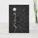 Carte Daisy et Ladybug Damask<br><div class="desc">Amie de marguerite blanche avec mignonne coccinelle sur damas noir pour l'anniversaire de l'ami.</div>