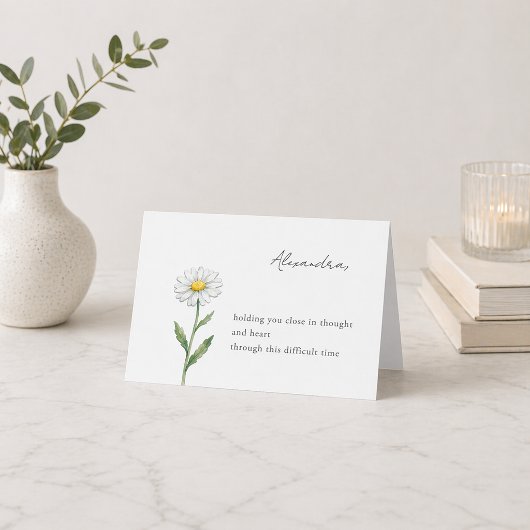 Carte Daisy Flower Personalized Sympathy Card with Name
