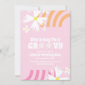 Carte Daisy Flower Retro Way Deux Super Anniversaire ros (Devant)