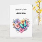 Carte Daisy Flowers with a Beautiful Butterfly Birthday (Fleur jaune)