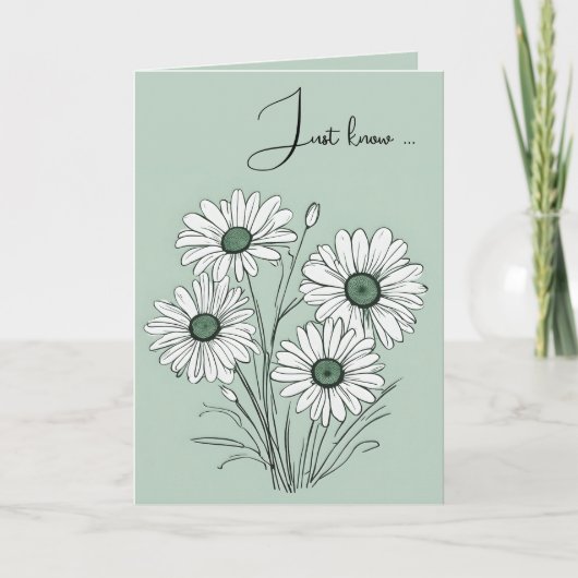 Carte Daisy Sketch sur la pensée verte de vous (Devant)