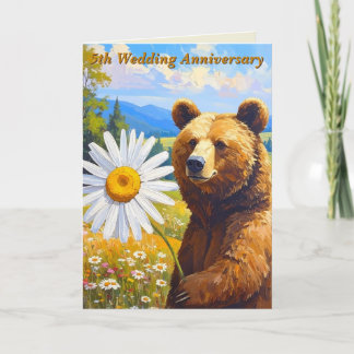 Carte Daisy & Wood Milestone Bear | 5e anniversaire de m