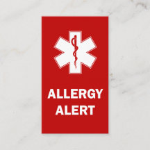 Carte d'alerte d'allergie personnalisée