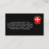 Carte d'alerte Médicale Myasthenia Gravis (Dos)