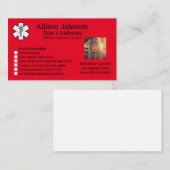 Carte d'alerte Médicale personnalisée Contacts d'u (Devant / Derrière)