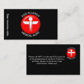 Carte d'alerte Médicale pour les allergies aux oeu (Devant / Derrière)