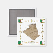 Carte d'Algérie + Pavillons Magnet (Recto/Verso)