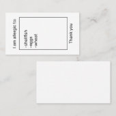 Carte d'allergie (Devant / Derrière)